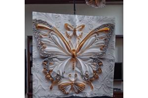 Set van 4 kussenhoezen vlinder grijs goud 45x45cm