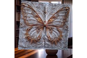 Set van 4 kussenhoezen vlinder grijs goud 45x45cm