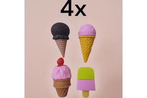 set van 4 x Gum in vrolijke ijsjes vormen