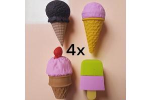 set van 4 x Gum in vrolijke ijsjes vormen