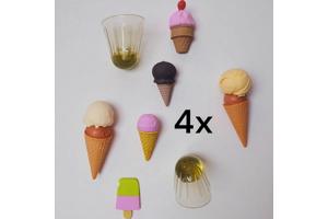 set van 4 x Gum in vrolijke ijsjes vormen