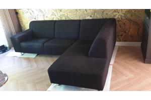 Hoekbank met divan, 3,5 zits, zwart