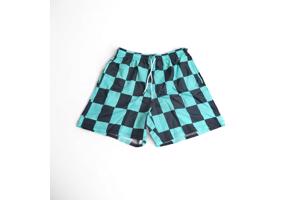 Zwembroek short geblokt groen zwart L