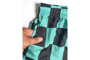 Zwembroek short geblokt groen zwart L