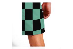 Zwembroek short geblokt groen zwart L