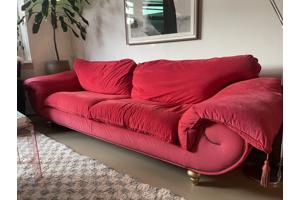 Rode velvet 3-zits bank