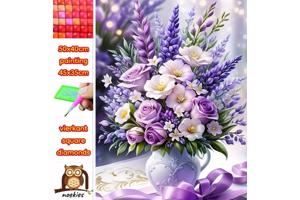 50x40cm Diamond Painting lila paars boeket (vierkant) nr 20