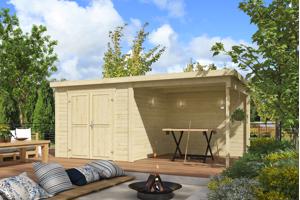 Blokhut met overkapping Lars 500x250 onbehandeld vuren
