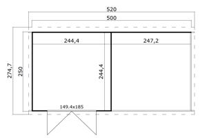 Blokhut met overkapping Lars 500x250 onbehandeld vuren