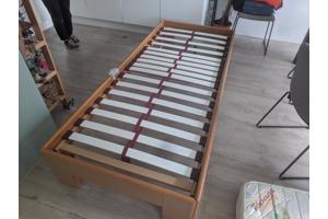 Extra lang houten bed 220x90 cm incl. lattenbodem en matras