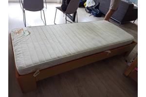Extra lang houten bed 220x90 cm incl. lattenbodem en matras