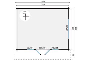 Blokhut - Tuinhuis Newcastle | 58 mm | vuren onbehandeld