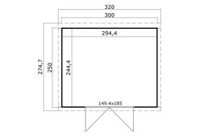 Blokhut Lotta 300x250 Onbehandeld vuren