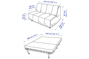 Ikea LYCKSELE LÖVÅS 2-zits slaapbank
