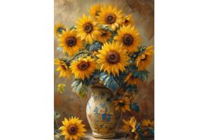 50x40cm Diamond Painting vaas met bloemen  (vierkant) nr 14
