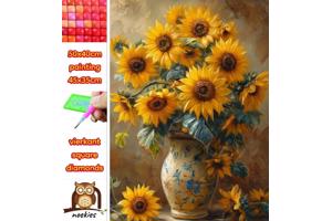 50x40cm Diamond Painting vaas met bloemen  (vierkant) nr 14