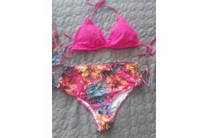 3 delig Bikini set roze bloemen XL