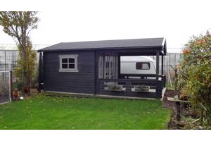 NIEUW Blokhut 3838L met terrasoverkapping
