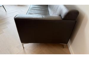 Bankstel Leer Montel - 3,5 zits, antraciet