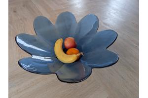 Blauwe glazen fruitschaal