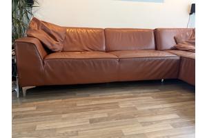 Cognac kleurige hoekbank