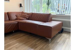 Cognac kleurige hoekbank