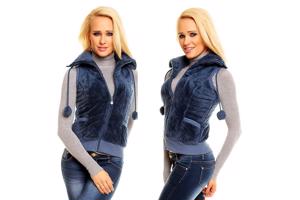 Fleece vest - bodywarmer, middelblauw, maat XS (nieuw)