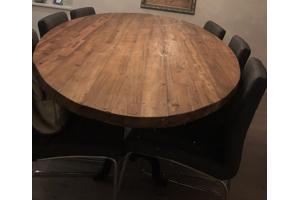 Ovale teakhouten eettafel 220x110 inclusief onderstel