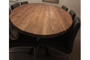 Ovale teakhouten eettafel 220x110 inclusief onderstel