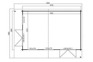 Tuinhuis-Blokhut Dominica: 570 x 380 cm