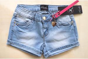 Jeans short met mooie details, lichtblauw maat S, M, L nieuw