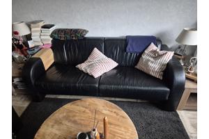 2 en 3 zwart leren bank