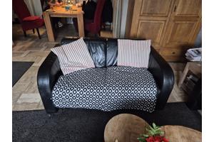 2 en 3 zwart leren bank