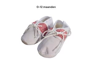 Junior Joy Babyschoenen slofjes wit rood half geruit