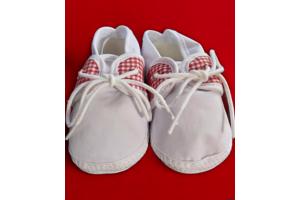 Junior Joy Babyschoenen slofjes wit rood half geruit