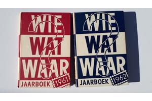 32 boeken WIE WAT WAAR 1947 - 1984
