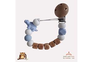 nr 11 noekies naam speenkoord dino lichtblauw wit