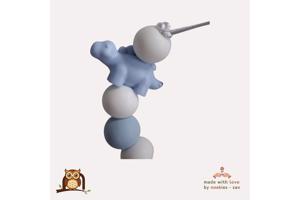 nr 11 noekies naam speenkoord dino lichtblauw wit