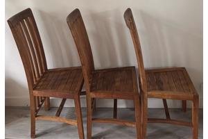 3 teakhouten eetkamer stoelen