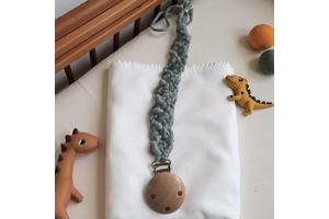 Speenkoord macrame khaki