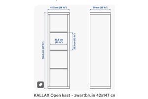 Open Ikea kast met 4 vakken zwart Kallax