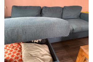 Donkerblauwe bank met loungegedeelte - 250 cm breed