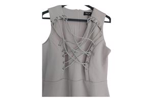 Stretchy veter jurk grijs L