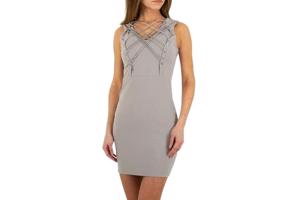 Stretchy veter jurk grijs L