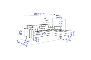 IKEA Landskrona 3-zitsbank, chaise longue/Gunnared lichtgroen/hout