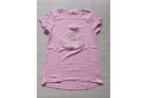 Seagull T-shirt zwaan met parels lichtroze 158/164