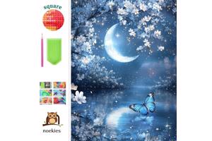 nr 57 Diamond painting maan vlinder 50x40cm (vierkant)