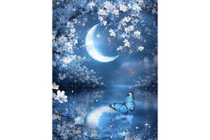 nr 57 Diamond painting maan vlinder 50x40cm (vierkant)