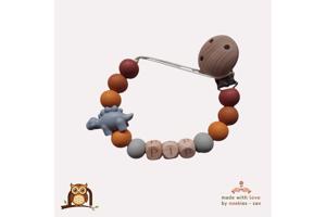 nr 4 noekies naam speenkoord dino grijs oranje