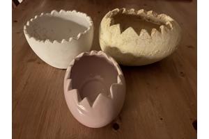 3 aardewerk porselein bakjes Pasen creatief paasbakje